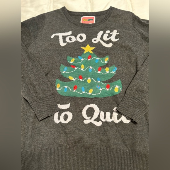 Tipsy Elves Light Up Too Lit to Quit Christmas Sweater Sz L - Picture 8 of 8